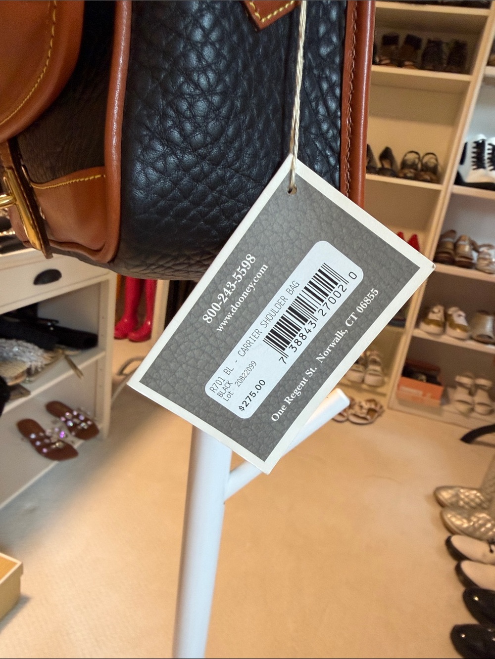 Dooney & Bourke Black Pebbled Leather Crossbody with Brown Trim - Picture 3 of 11